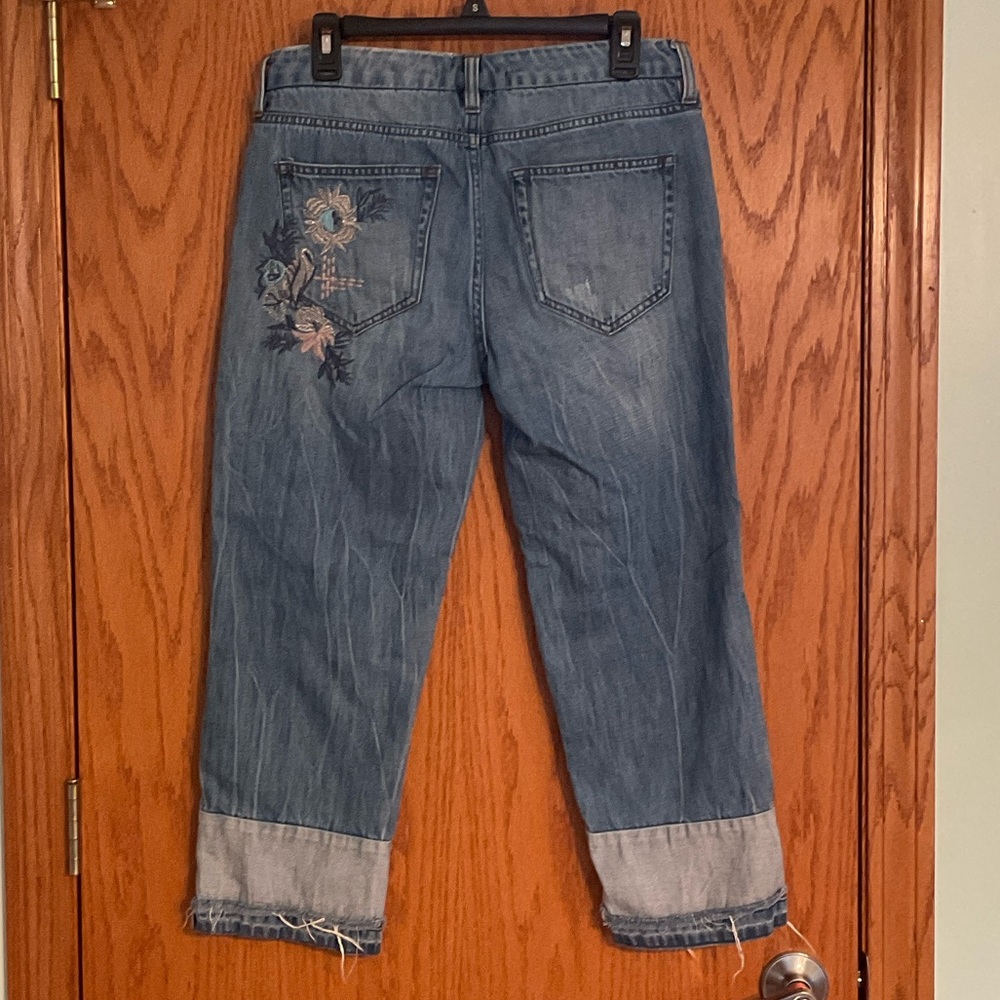 LVPL Embroidered Crop Wide Leg Denim Heathstone Jeans - Picture 2 of 8